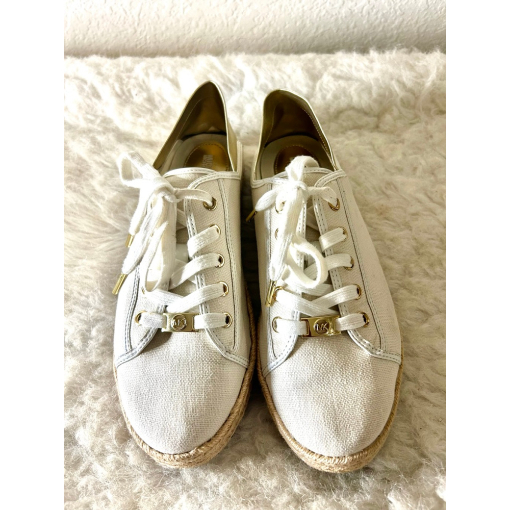 Michael Kors Kristy Slide Lace-up Sneakers Beige and Gold Women Size 9.5M